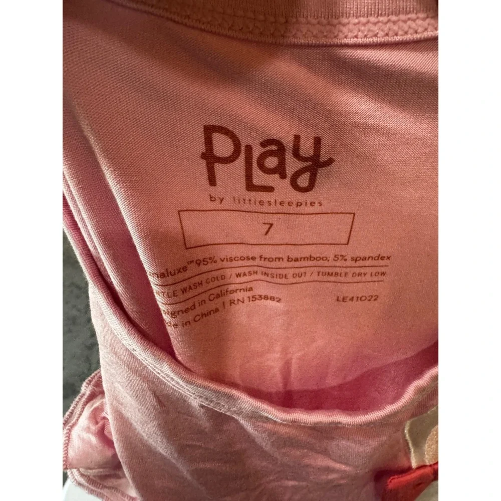 Play by Little Sleepies Pink Bunny Pocket Ruffle Sleeve Top Kids Size 7 Lunaluxe